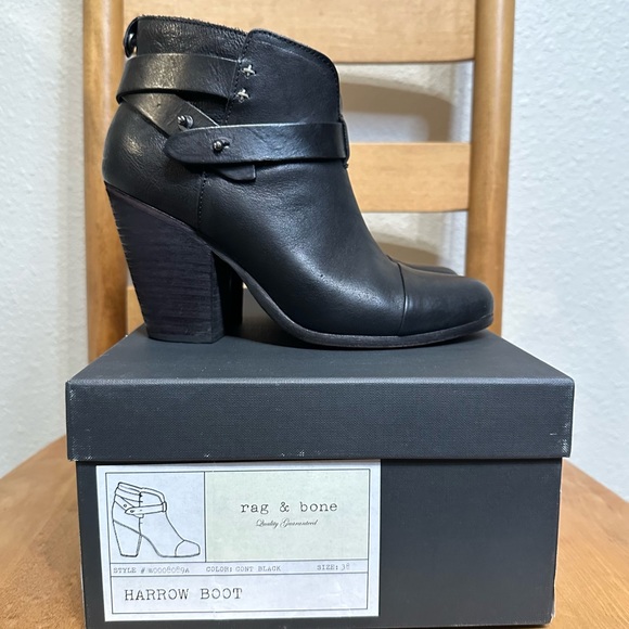 Rag & Bone Harrow Ankle Boots, Black Size 38 - Picture 1 of 8